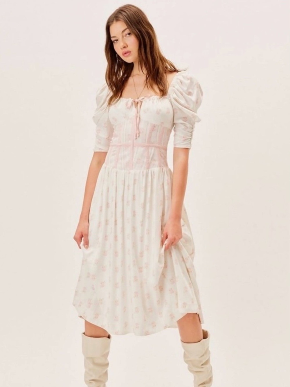 BNWT For Love and Lemons Cottagecore Midi Dress, M